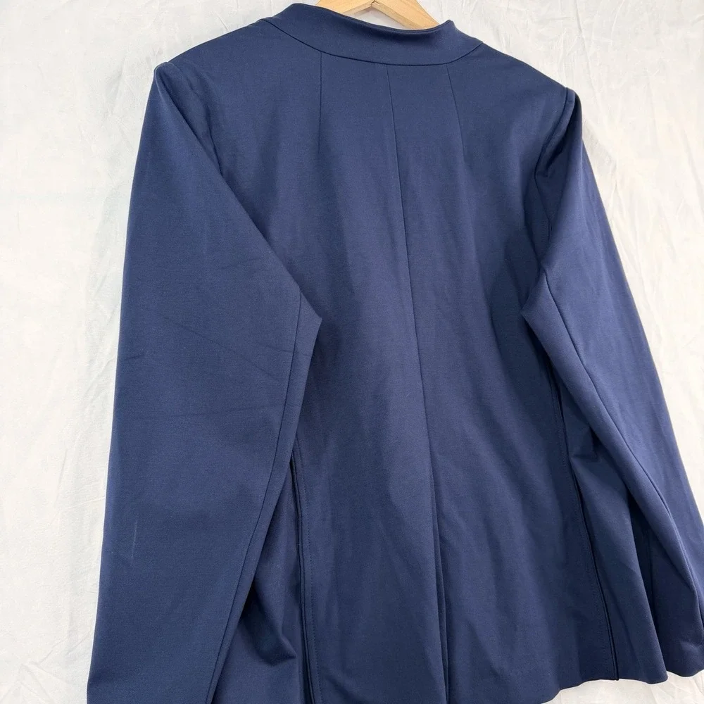 Eloquii Women's Size 18‎ One Button Blazer Jacket Navy Shoulder Pads. 66% Rayon